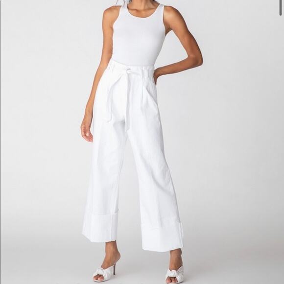 J Brand | White Louisa High Rise Tie Waist Pant | Size 32 - Picture 1 of 9
